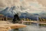 River And Mountain Landscape by John Mather, 1897, watercolour on paper, sold Apr 2022
