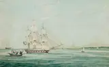 The Symmetry Leaving Port River, Adelaide by John Skipper, 1846, watercolour on paper, sold Apr 2022