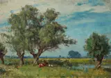 Pastoral Scene by Ernest Waterlow, oil on canvas, offered Apr 2022