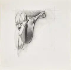 Saddle Drawing by Tim Storrier, 1982, charcoal on paper, sold May 2022