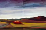 Look Out by David Keeling, 1994, oil on linen on wood and oil on linen (four panels), sold May 2022