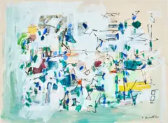 Space For Fishing by Yvonne Audette, 1967, ink and gouache on paper, sold May 2022