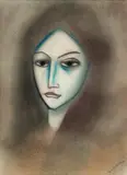 Portrait Head Of A Girl by Robert Dickerson, pastel on paper, sold May 2022