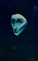 Pagliacci by Robert Dickerson, enamel on board, sold May 2022