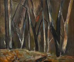 Sherbrooke Forest by Fred Williams, c.1960, oil on composition board, sold Aug 2022