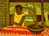 Waiting by Ray Crooke, 1982, oil on linen, offered Aug 2022