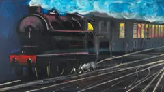 The Last Train by Charles Blackman, c.1972, oil on composition board, sold Aug 2022