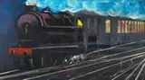 The Last Train by Charles Blackman, c.1972, oil on composition board, sold Aug 2022