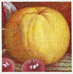 Mandarin And Cherries by Tim Maguire, 1996, colour lithograph on paper, sold Aug 2022