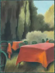 Untitled (Table) by Kristin Headlam, 1991, pastel on paper, sold Aug 2022