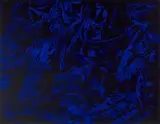 Black+Black+Black At The Close Of This Fierce Vision by Lindy Lee, 1990, oil and wax on canvas, sold Aug 2022