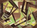 Brown/Green Penetration by Frank Hinder, 1968, gouache and pastel on paper, sold Aug 2022