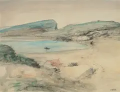Study For Werri Beach, Gerringong Ii by Lloyd Rees, 1973, charcoal and watercolour on paper, sold Aug 2022