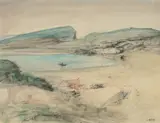 Study For Werri Beach, Gerringong Ii by Lloyd Rees, 1973, charcoal and watercolour on paper, sold Aug 2022