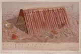 Kennel Memory Iv – Red Roof by Tim Storrier, 1987, synthetic polymer paint on paper, offered Aug 2022