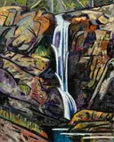 Cedar Creek Falls No. 2 by Jeffrey Makin, 1988, oil on linen, sold Aug 2022