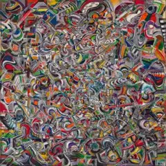Untitled (Abstract) by Asher Bilu, 1973, resin, enamel and pigments on composition board, sold Aug 2022