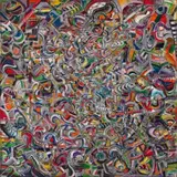 Untitled (Abstract) by Asher Bilu, 1973, resin, enamel and pigments on composition board, sold Aug 2022