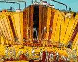 Broken Hill Open Cut by Sam Byrne, oil on composition board, sold Aug 2022