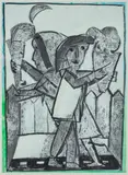 Near Miss by Andrew Sibley, c.1999, gouache and ink on handmade paper, sold Aug 2022