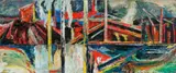 Outer Harbour, Port Kembla by Mandy Martin, 1989, oil on linen, sold Aug 2022