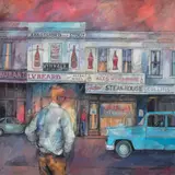 Evening In Toorak Road by Michael Shannon, 1966, oil on canvas, sold Aug 2022