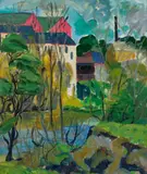 Darebin Bridge House by Lina Bryans, c.1947, oil on board, sold Aug 2022