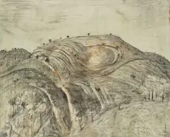 Rhythmical Slopes, Bathurst by Lloyd Rees, 1965, charcoal and wash on paper, sold Aug 2022