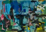 The Seagull by John Passmore, 1958, oil on newspaper on composition board, sold Aug 2022