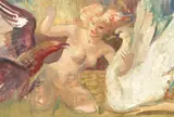 Leda And The Swan by Arthur Murch, c.1950, oil on paper, sold Aug 2022