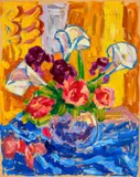Flowers And Lilies by Sybil Craig, c.1938, oil on paper on linen, sold Aug 2022