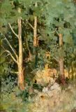 The Sunhat by William Beckwith McInnes, 1911, oil on board, sold Aug 2022