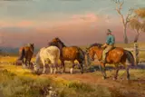 Horses And Figure by Jan Hendrik Scheltema, c.1890s, oil on canvas, sold Aug 2022