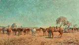 The Drover’S Team by Daryl Lindsay, 1960, oil on canvas, sold Aug 2022