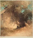 A Quiet Place by Thomas Balfour Garrett, 1938, monoprint on paper, sold Aug 2022
