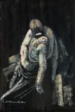The Injured Miner by Noel Counihan, 1963, ink and tempera on cardboard, offered Aug 2022