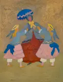 Family Group by Sybil Craig, oil on paper, sold Aug 2022