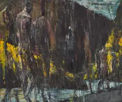 Figure Receding by Euan MacLeod, 1997, oil on canvas, sold Oct 2022