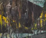 Figure Receding by Euan MacLeod, 1997, oil on canvas, sold Oct 2022