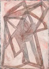 Twin Stars by Ildiko Kovacs, 2018, oil paint and graphite on card on board, sold Oct 2022