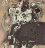 Venus On Landscape by Leonard Hessing, 1961, oil, charcoal, pastel and plaster on composition board, sold Oct 2022