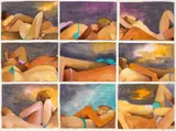 Sunbaking Iii by Dorothy Braund, 1986, gouache and pencil on paper, sold Oct 2022