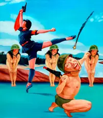 Trigger Happy Xi, by Guo Jian, 2000, oil on canvas, sold Oct 2022