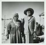 Aboriginal Couple, Finniss Springs Mission, South Australia by David Moore, 1959, silver gelatin photograph, sold Oct 2022