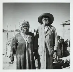 Aboriginal Couple, Finniss Springs Mission, South Australia by David Moore, 1959, silver gelatin photograph, offered Oct 2022
