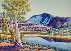Mount Hermannsburg by Walter Ebatarinja, 1963, watercolour on paper, sold Oct 2022