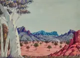 Ranges Near Areyonga by Maurice Namatjira, watercolour on paper, offered Oct 2022