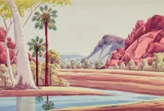 Palm Valley, Central Australia by Walter Ebatarinja, watercolour on paper, sold Oct 2022