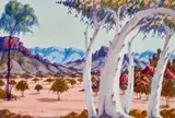 Central Australian Landscape by Maurice Namatjira, watercolour on paper, sold Oct 2022