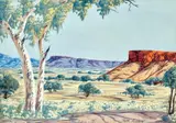 Central Australian Landscape by Keith Namatjira, watercolour on paper, sold Oct 2022